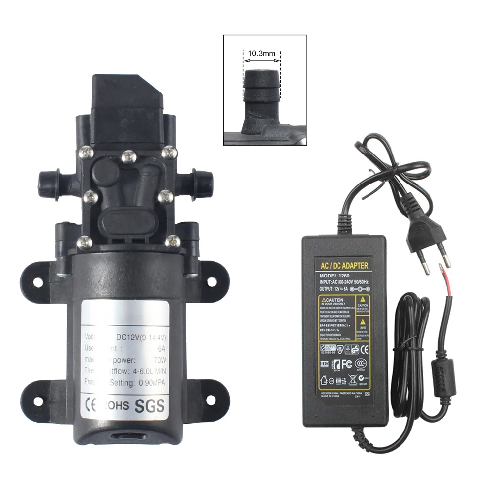 Pompe à eau 70W DC12V 130PSI 6L/Min diaphragme haute pression