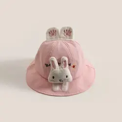 Adorable Cartoon Animal Ears Baby Bucket Hat - Soft Cotton Infant & Toddler Sun Cap - 50cm fit 6-36 months (Pink)