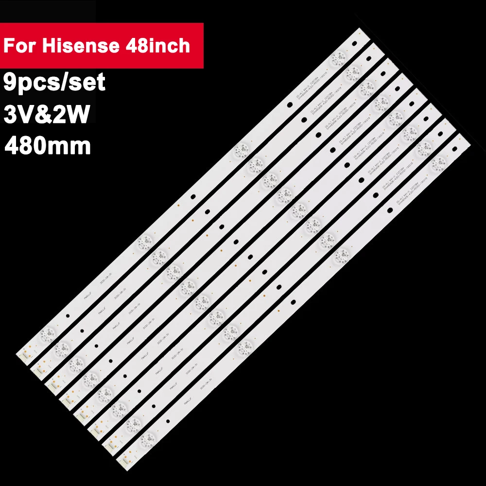 8Pcs 48K300U 480mm LED Backlight Strip for Hisense 4LED LED48EC520UA LED48K300U, 48K220PW LED48EC290N HD480DF-E82\S0 SVH480A08 8pcs set smart tv led backlight bar strip yhf 4c lb3205 yhex1 tot 32f3800a 2x5 3030c v3 4c lb555 zm01j zm2 for tcl b55a838