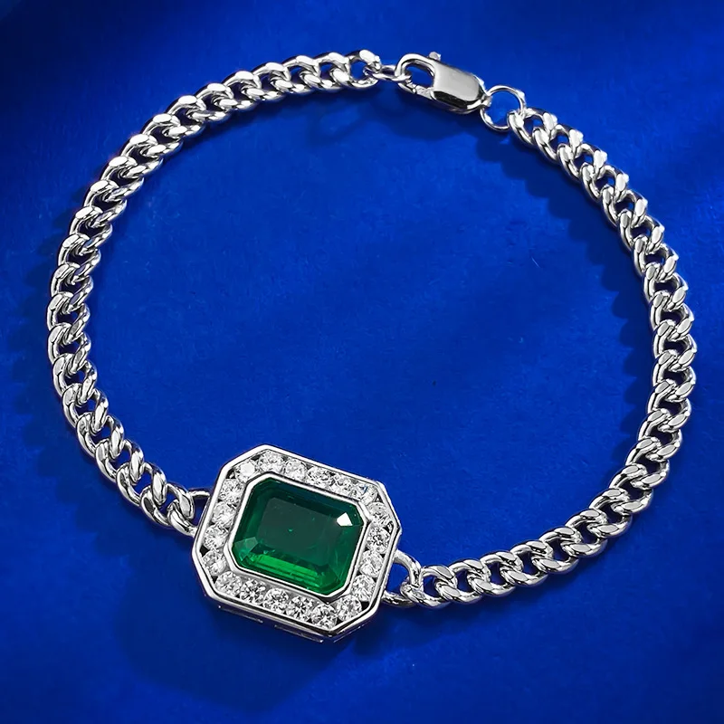 

Серебряный изумруд S925, размеры 8*10, блестящий стиль в европейском и американском стиле, оптовая продажа
