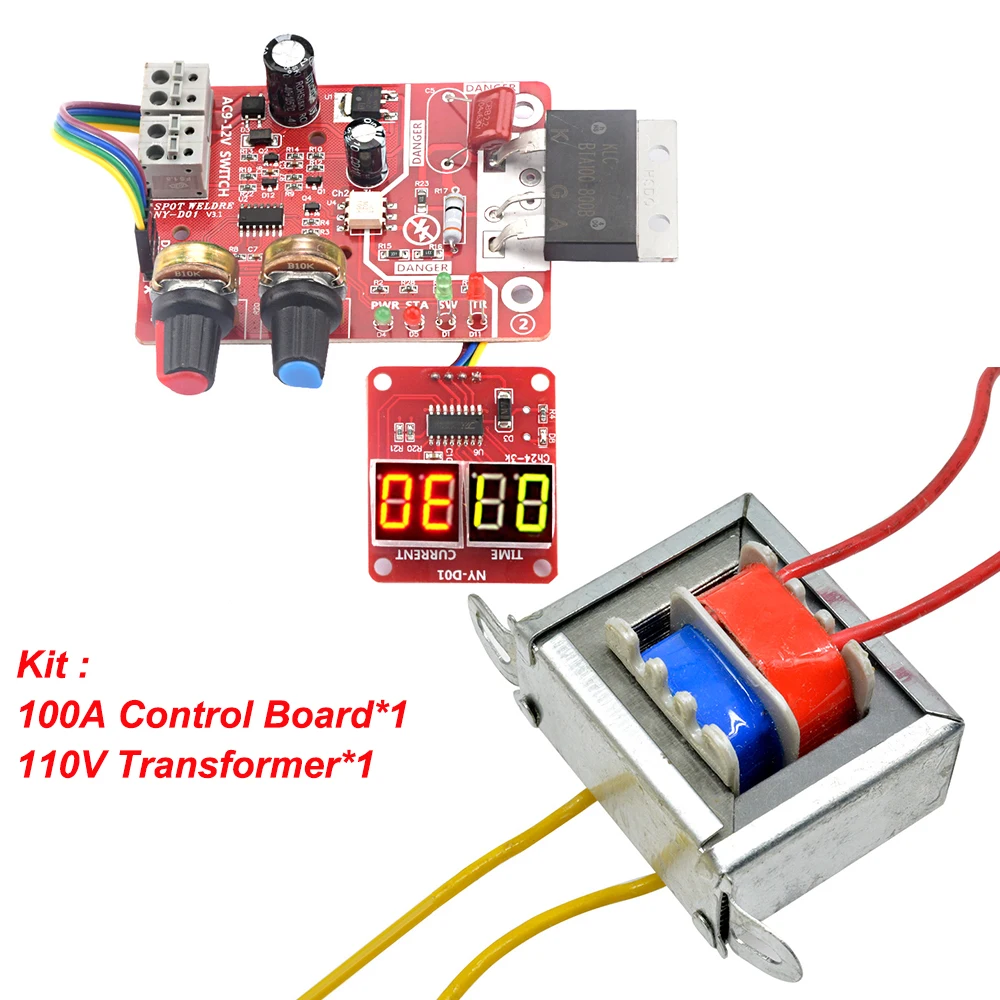 【Exclusive】 NY-D01 Spot Welder Control Board Kit AC110V 220V 100A 40A Digital Display Spot Welding Machine Time And Current Control Module.