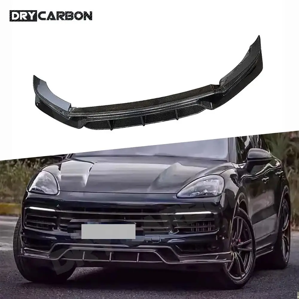 

Carbon Fiber Front Bumper Chin Lip Spoiler BodyKit for Porsche Cayenne 2022 Car Bumper Guard FRP Black Accessories