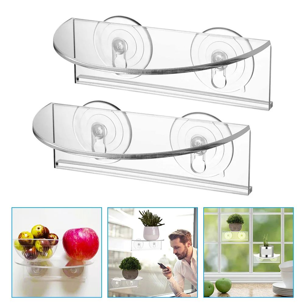 

2pcs Acrylic Spice Bottle Racks Window Shelves with Suction Cup (Transparent)