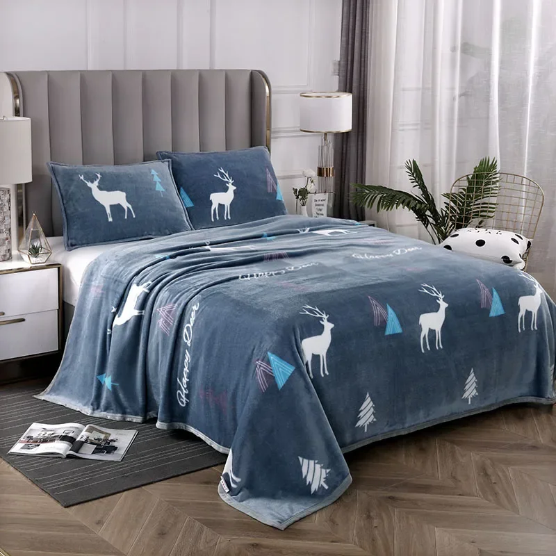 2024 Thickened Mink Blanket Double-sided Fleece Casual Blanket, Farley Fleece Pillowcase Sheet Blanket 2