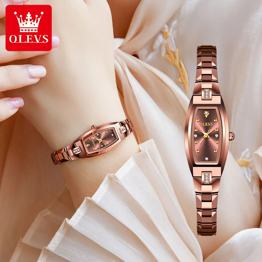 OLEVS 5501 Rose Gold Ladies noble Watches Diamond Tungsten Steel Strap Waterproof Quartz Women Wristwatches reloj para mujer 3