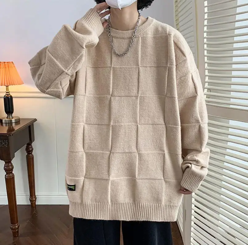 M-8XL 스웨터 남자 2022 가을 겨울 새로운 beancurd 큐브 긴 소매 O 칼라 니트 탑스 가짜 럭셔리 남자 의류 w371