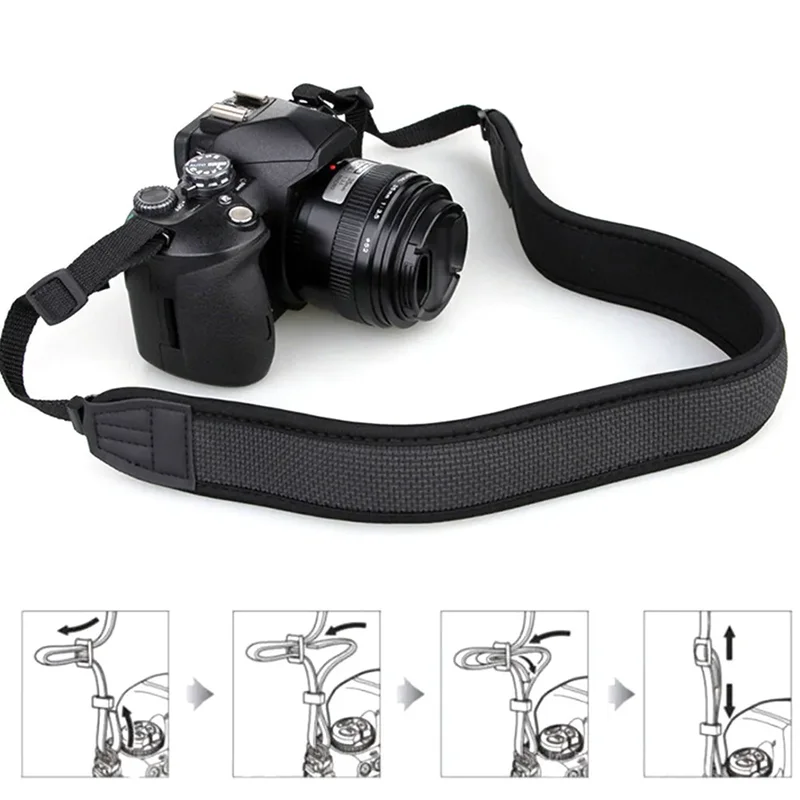 Tracolla universale per fotocamera Cintura elastica regolabile in neoprene spesso antiscivolo per Nikon Canon Sony Panasonic SLR DSLR  44