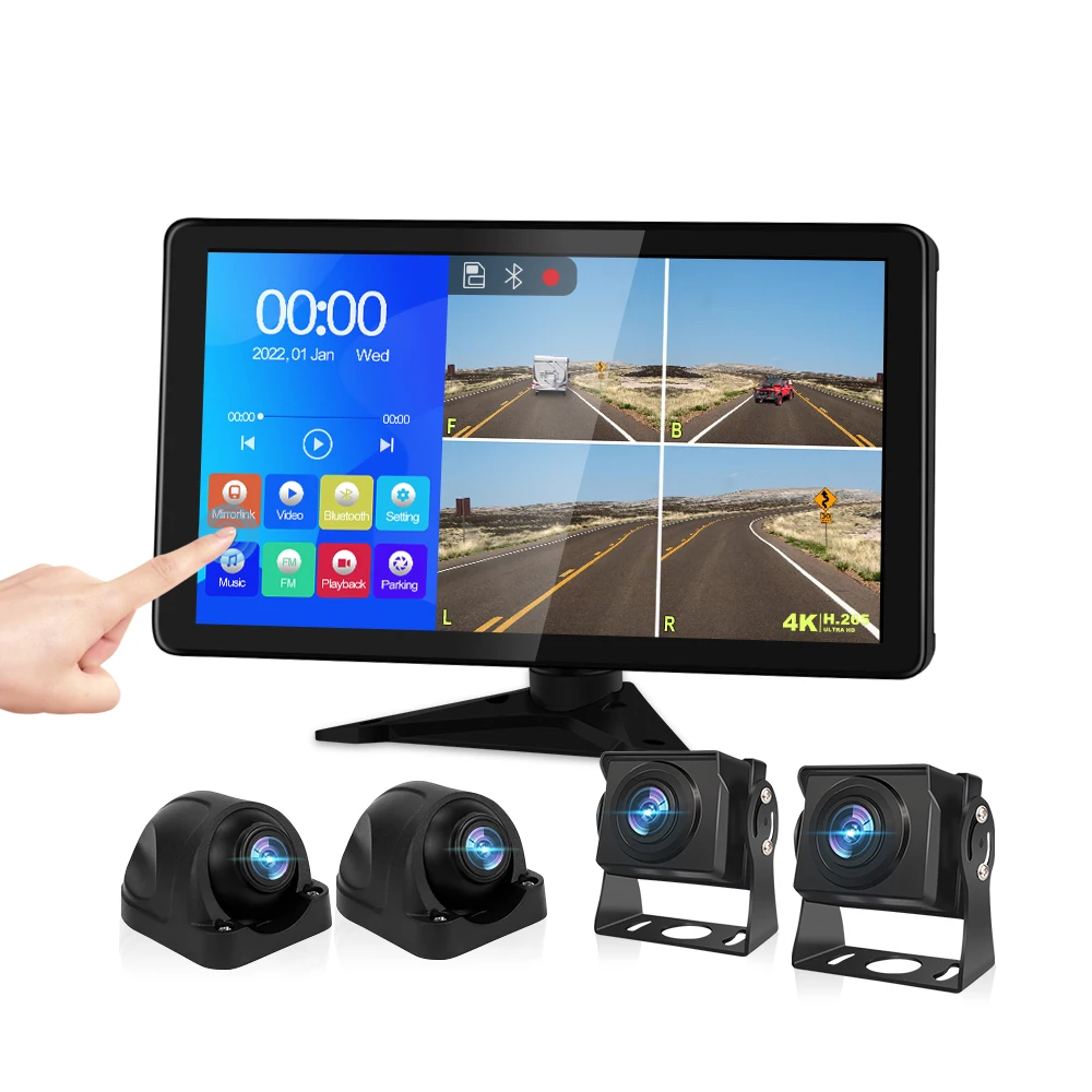 10.36 ġ AHD 4CH IPS ġ ũ  ȭ DVR 1080P ڵ Ĺ ī޶, Ʈ   FM ̷ũ