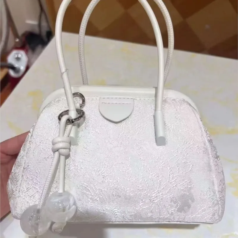 JIAERDI Chinese Style Versatile Beige Hand Bag Purse Women Fairycore Aesthetic Shell Bags Ladies Sweet Elegance Handle Wallets