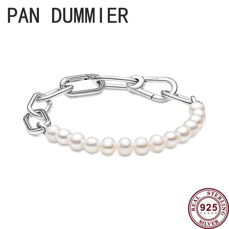 New Hot 925 Silver Me Series Pearl Chain Link Women's Me Logo Bracelet Suitable for Original High Quality DIY Charm Jewelry