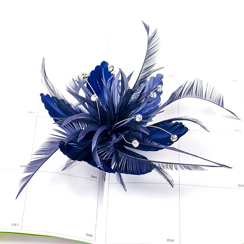 우아한 레트로 얇은 명주 그물, 깃털 헤어 클립 모자, 레이스, 꽃, 특별 행사, 파티, 이브닝 헤드피스, 1 개