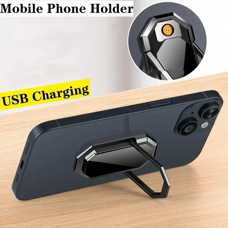 Strong Magnet Mobile Phone Holder Electric USB Charging Lighter Multifunctional Flameles Coil Tungsten Outdoor Windproof Lighter 4