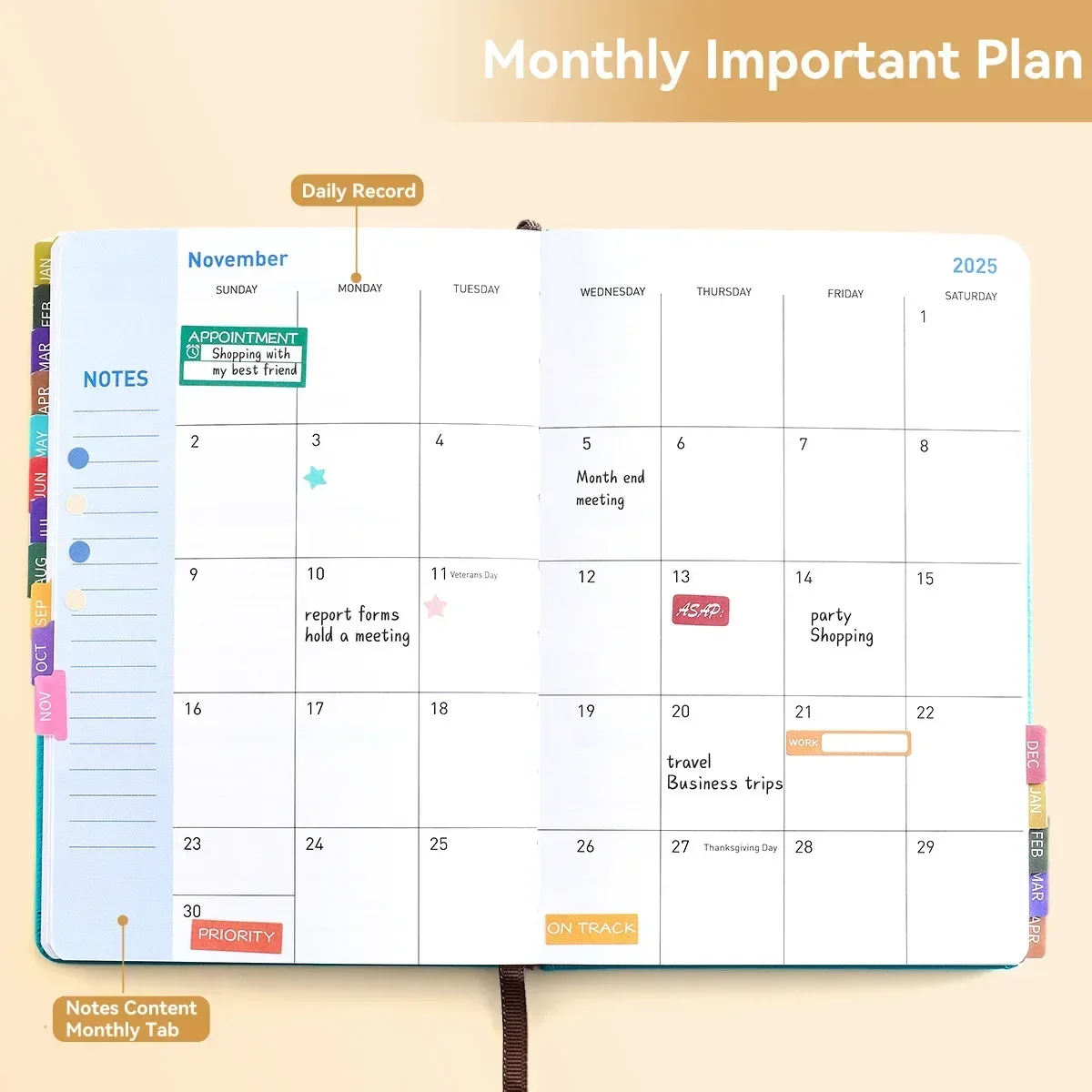 A5 Agenda Notebook January -June Monthly Daily Planner Weekly Personal Schedule Planner Office To-Do Log Notepad