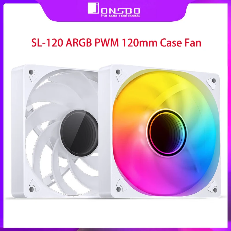 JONSBO SL-120 ARGB ventilador enfriador de 120mm para ventilador con cubierta de PC 5V 3PIN/4PIN PWM CPU enfriador ventilador de PC RGB ventilador frontal inverso
