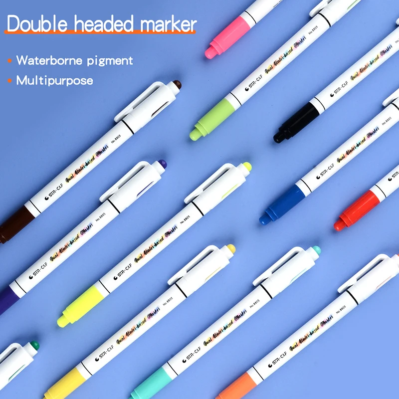 12 Color Double Head Water-based Marker Set Paint Color Pen Washable For Students, Graffiti Pen For Children