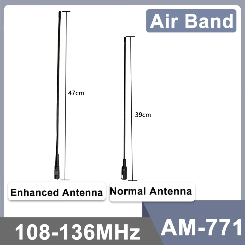 Enhanced Air Band Antenna 108-136MHz - 39CM to 47CM Adjustable Length