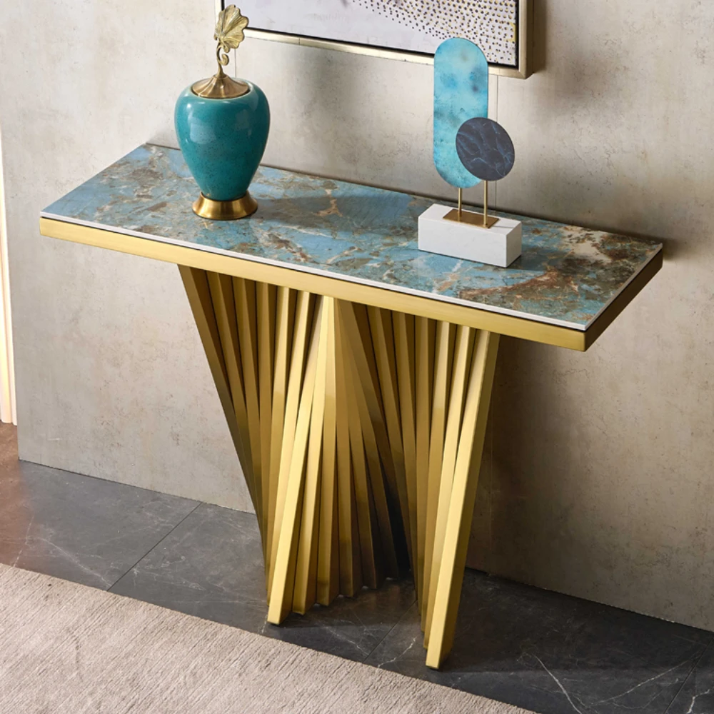 

Italian Light Luxury Console Stone Plate Entrance Cabinet Modern Minimalist Console Tables against the Wall