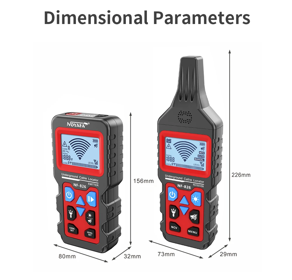 NF-826 Untergrund-Kabelsuchgerät mit LCD-Display, Draht- und Kabeldetektor, Rohrleitungsfinder für Wand und Boden, Professioneller Kabelfinder und Drahtverfolger – Detail 12