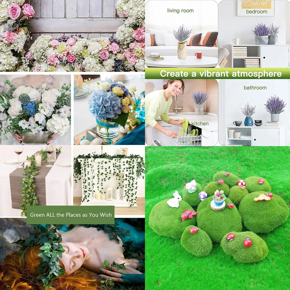 Artificial Fake Faux Plant Glass Flower Stone for Home Party Baby Shower Decor Outdoor Wedding Table Centerpieces Decoration