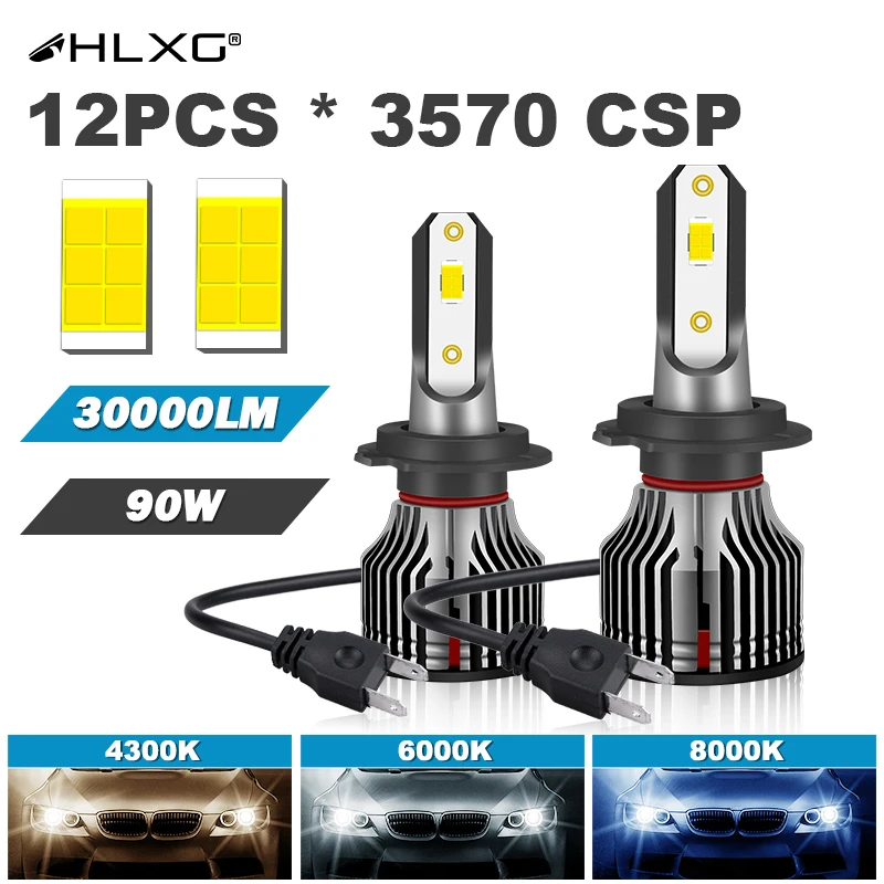 Turbo H7 Led 4300k H4 H1 H11 H8 H9 Hb4 Hb3 9005 9006 Lamp Headlight Bulbs  Canbus 3570 Chip Auto Fog Lights 30000lm 6000k 8000k - Car Headlight Bulbs( led) - AliExpress