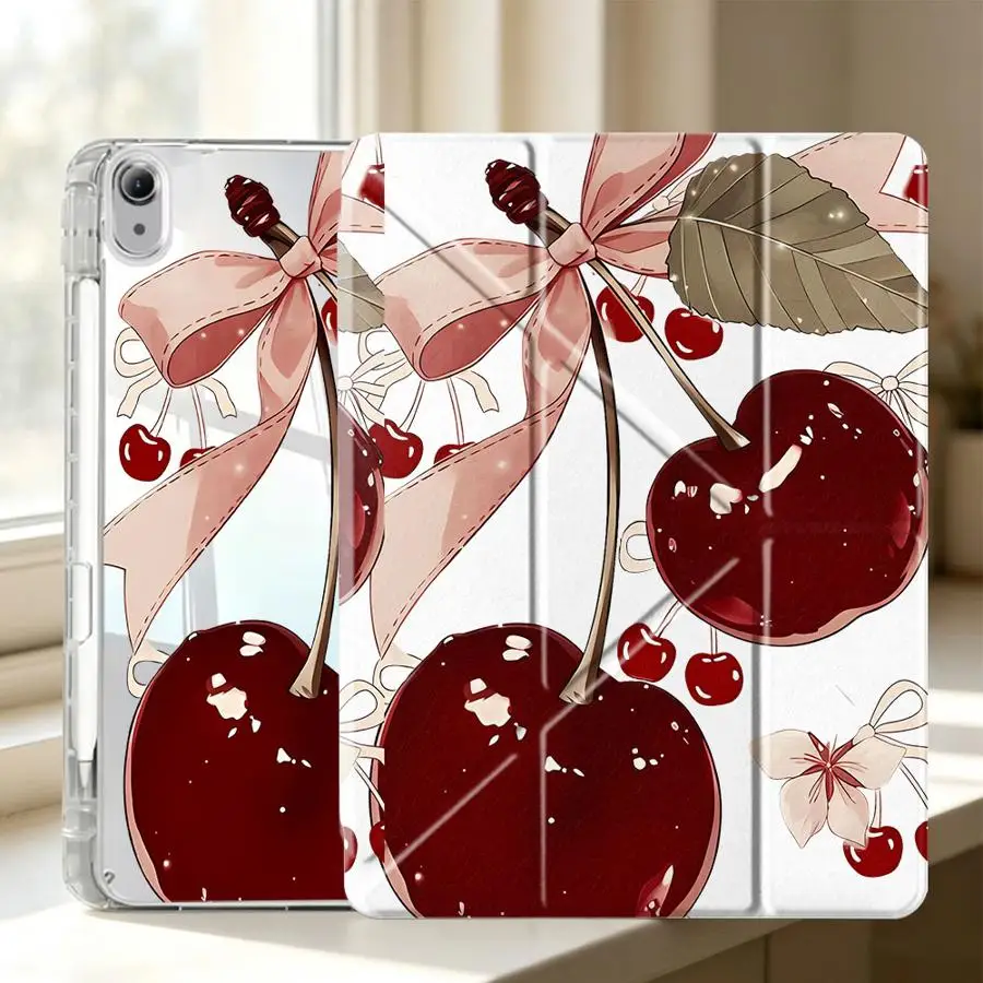 Red Lovely Cherry Tablet Case with Pen Slot Cover