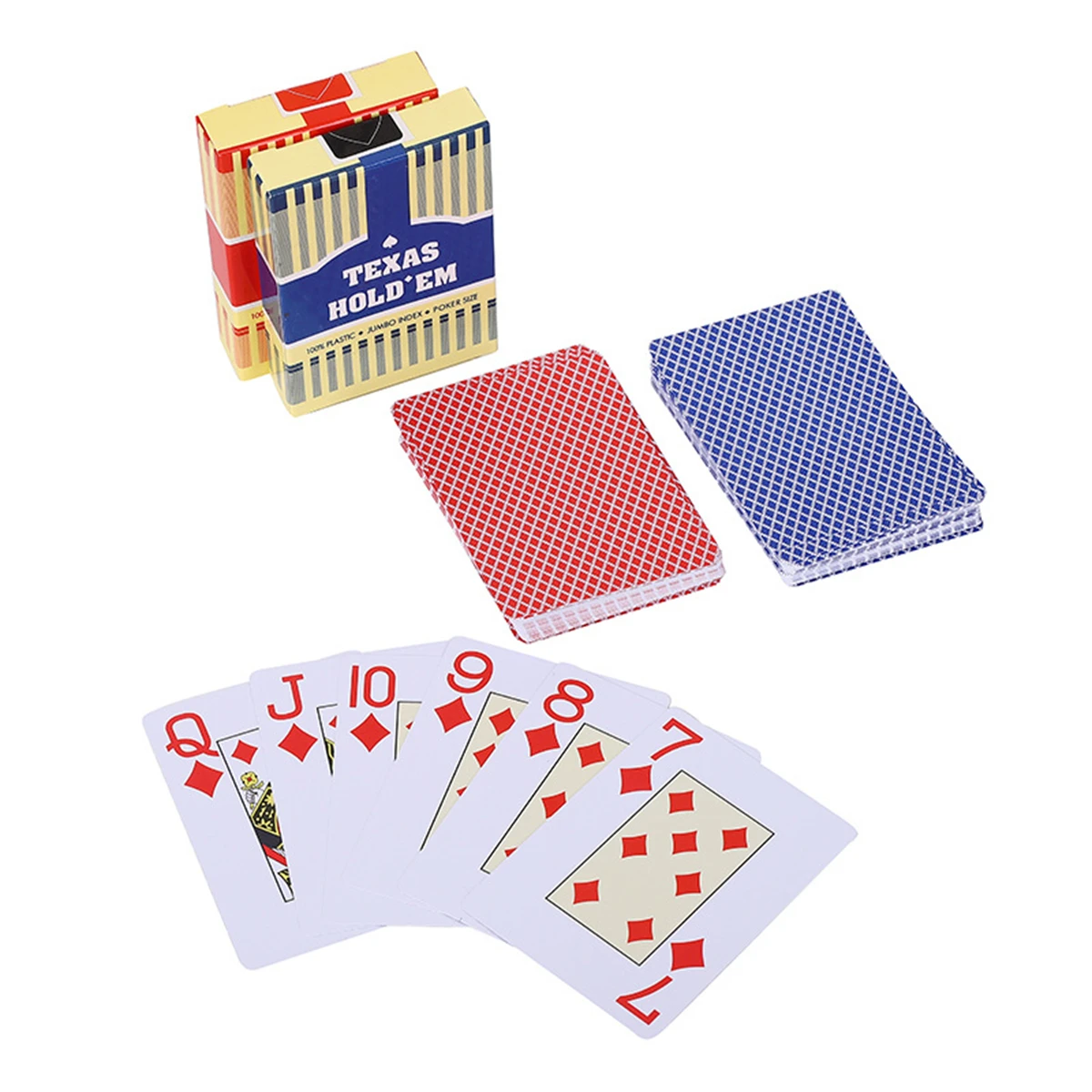 Playing Cards Plastic Playing Cards Poker Set 55PCS PVC Scrub Waterproof Big Character Texas Hold'em In Case
