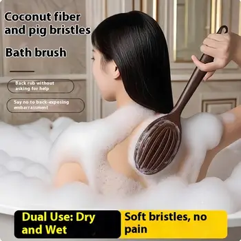 Spazzola per doccia da bagno Spazzola da bagno Pelle secca Corpo Morbido setole naturali Massaggiatore Strumento per la cura Manico in PE con setole naturali morbide.