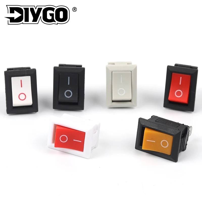 

10 PCS Push Button Switch 21mmX15mm 2 Pin 2 Position Car Rocker Switch 6A/10A 125V/250V Snap-in Boat Rocker Power Switch DIY GO