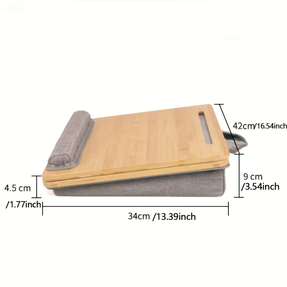 부드러운 쿠션이 있는 대나무 노트북 스탠드, 소파/침대용 각도 조절 가능한 랩 데스크, 가정 사무실용 휴대용 컴퓨터 테이블