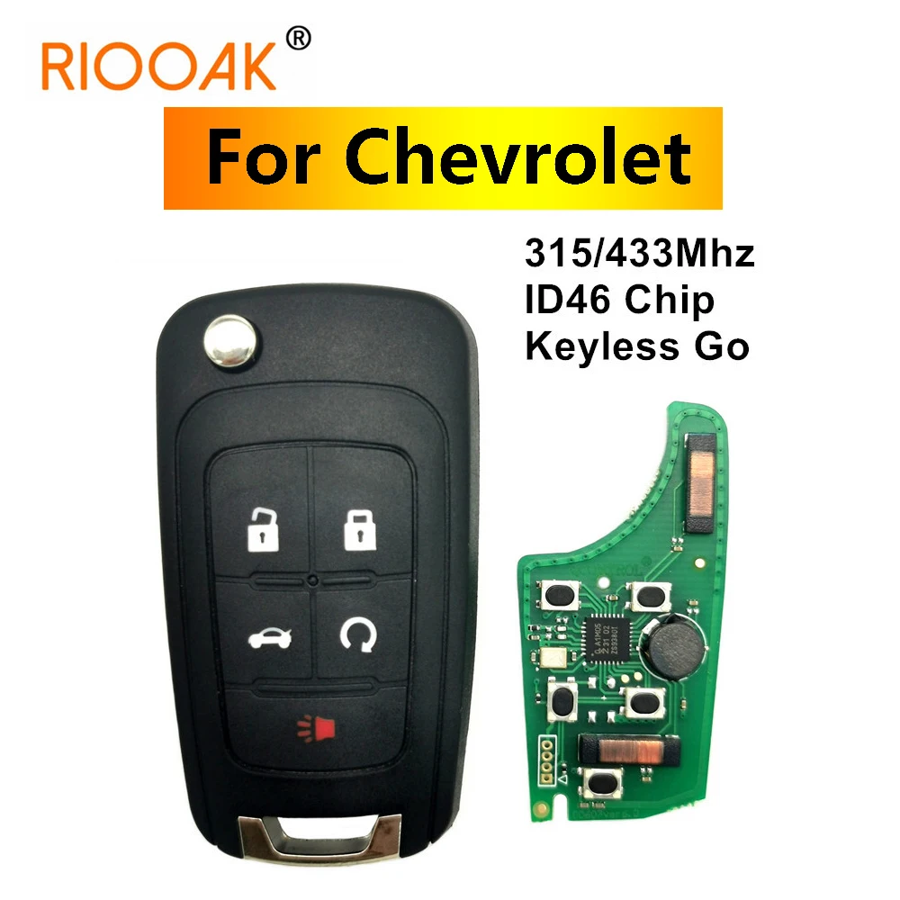 OHT01060512 ID46 315/433Mhz Keyless Go Car Remote Control Filp Key For Chevrolet Camaro Cruze Equinox Malibu FCC