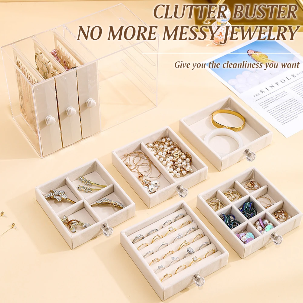 Plastic Jewelry Storage Box with 4 Drawers for Earrings Rings