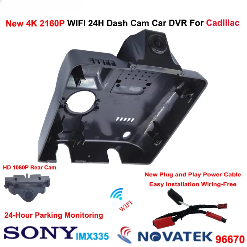 4K Uhd 2160P Car Dvr Plug And Play Videoregistratore Wifi Dash Camera Per Cadillac Ct4 Ct5 2019 2020 2021, Registratore Di Guida Wireless