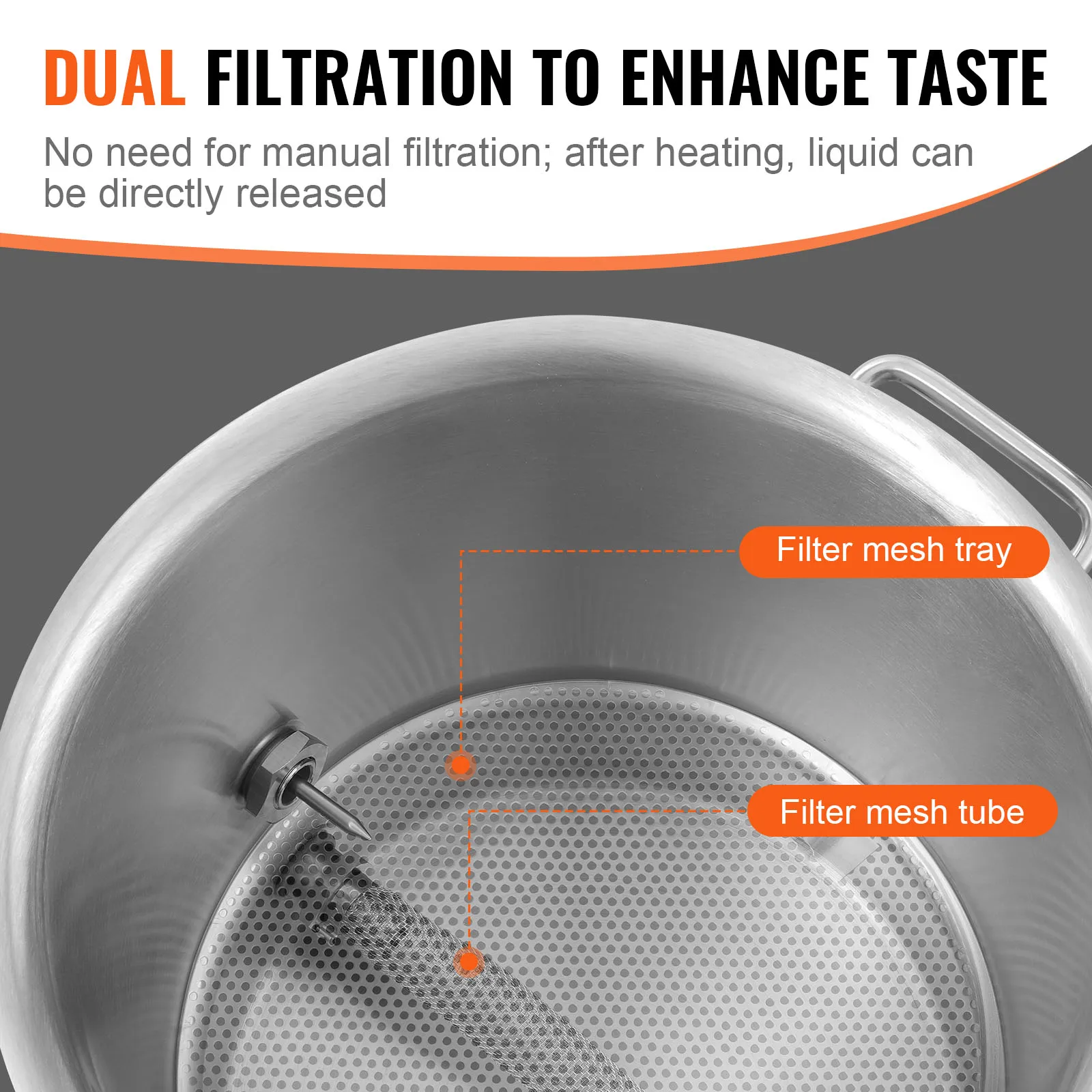VEVOR Stainless Steel Kettle 5 GALLON Brewing Pot Tri Ply Bottom for Beer Brew Kettle Pot Home Brewing Supplies Includes Lid 4