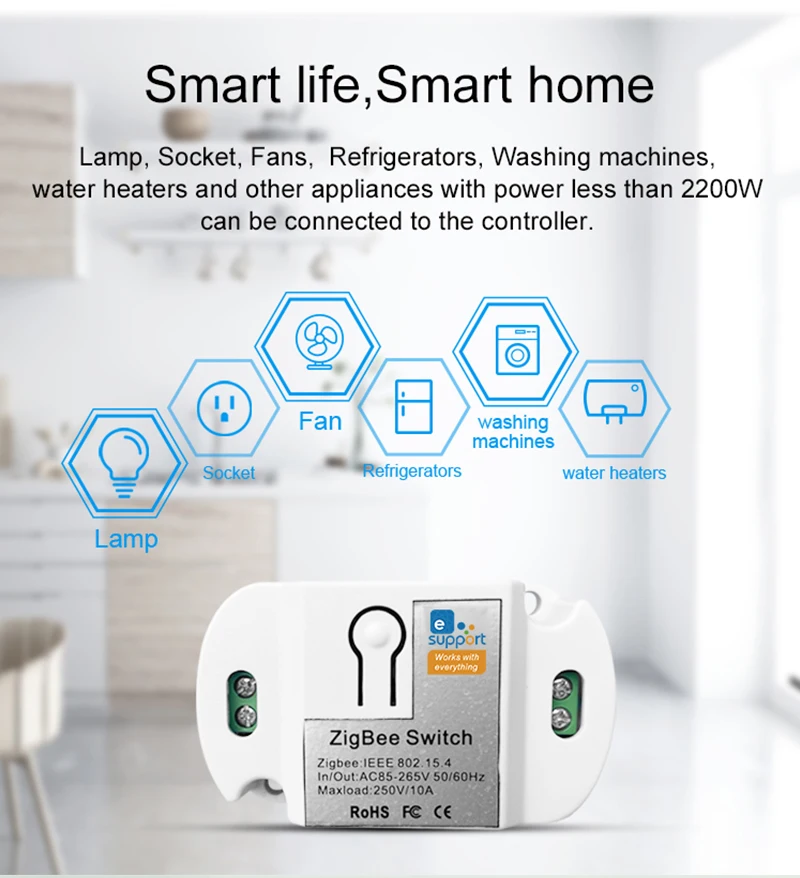 Smart Wireless Remote Switch Zigbee Smart Home Automation Remote Control Switch Relay Alexa / eWelink SONOFF