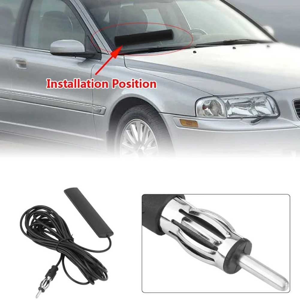 Car Radio Antenna DC 5-12V Car Interior Hidden Amplified Antenna Radio Patch Aerial For Truck Motorcycle Boat