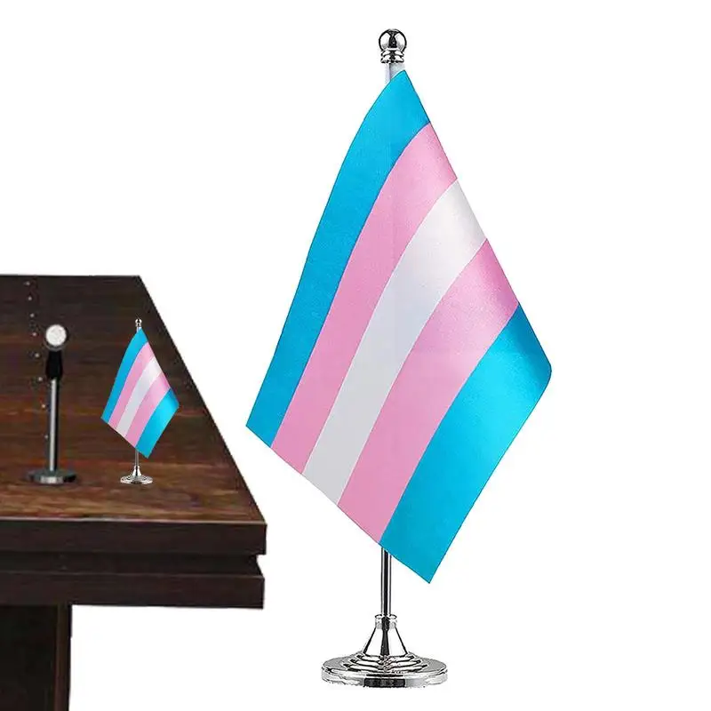 

Striped Desk Flag Small Mini Home Table Flags With Stand Base Transgender Gay Pride Desktop Flag Metal Flag Holder