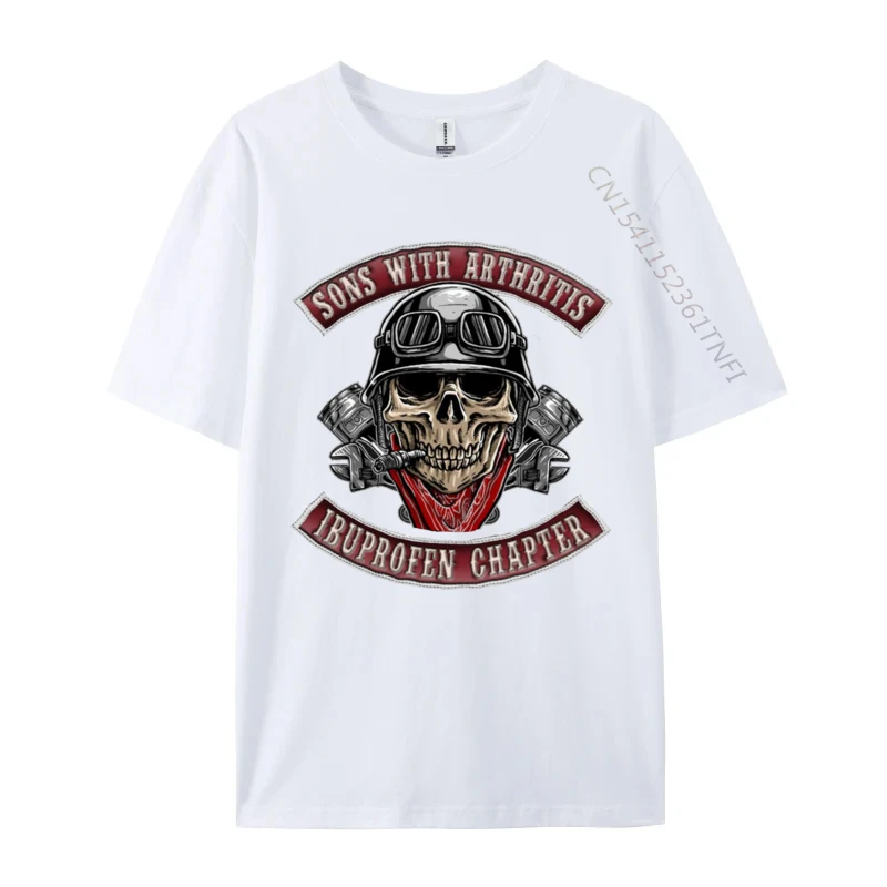 Printing Funky Short Sleeve Printed T-Shirt All Cotton Crew Neck Adult Tees Personalized Tee Shirts Autumn Top Quality Sons With Arthritis Ibuprofen Chapter Funny Biker Skull white