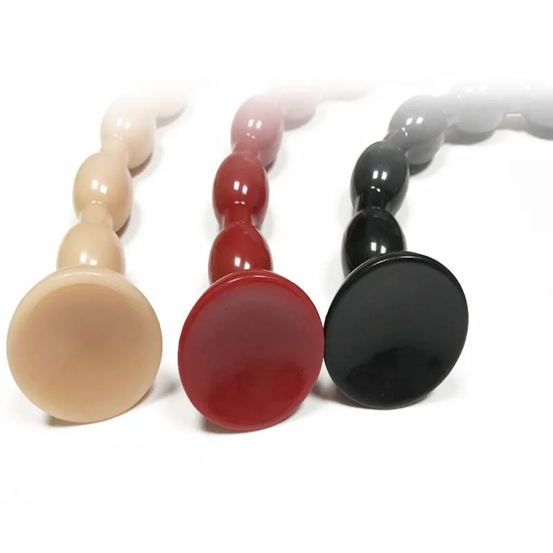 Plug anal souple à billes et long dildo en silicone pour anus_voghion.com