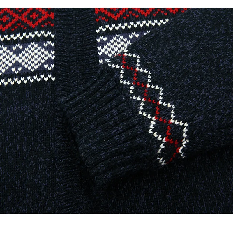 2021 Winter Sweater Male Thicken Fleece Men Cardigan Cotton Knitted Jacquard Men's Sweater coat Size S -3XL 5