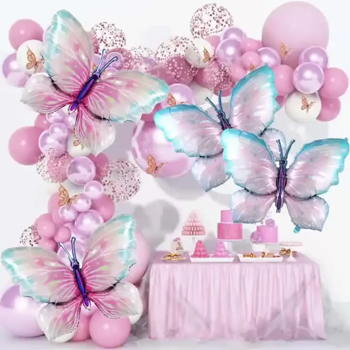 60 Palloncini A Tema Farfalla, Viola, Con Coriandoli E Paillettes, Per Feste E Compleanni Ragazze - 4