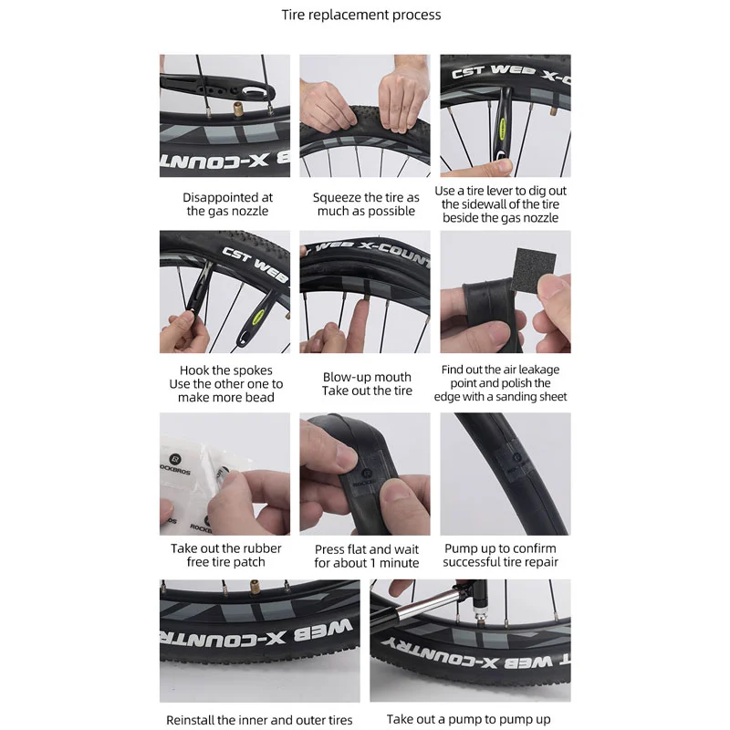Kit Multifonction Rockbros : Pompe à Vélo + Leviers + Boîte à Outils – Pression PSI AV/FV