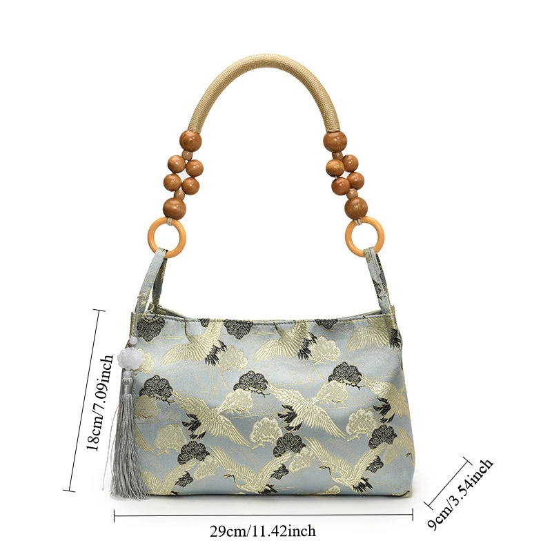 Borse a Spalla con Nappe Decorative Ricamate Stile Etnico Chiusura a Cerniera Filo da Cucito Nuova Collezione Primavera 2026 Borse da Donna di Tendenza - immagine 6