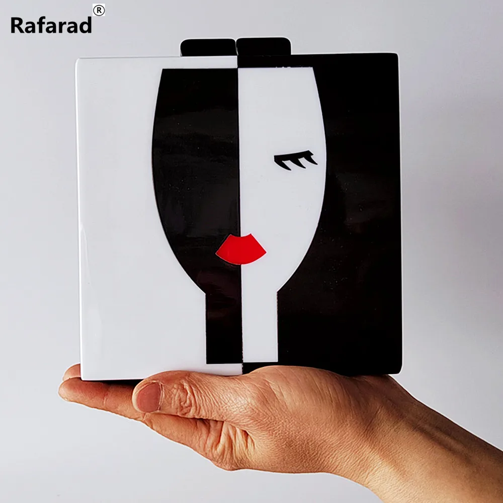 

Black White Nice Women Female Mini Summer Handbags Cartoon Acrylic Luxury Party Evening Bag Gift Wedding Cute Box Clutch Purse