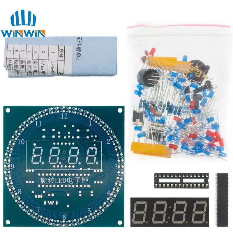 DONGKER Kit Orologio Fai Da Te 4-Bit: LED Digitale Con Temperatura, Custodia Per Saldatura, Schermo 0,56'' Verde, Allarme - 4