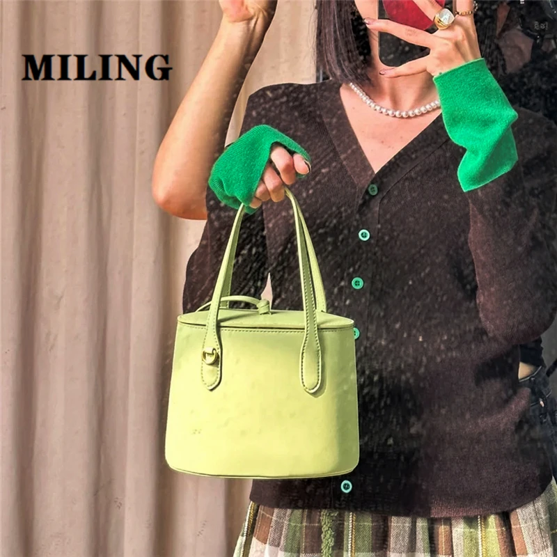 

Cow Leather Bucket Bag Luxury Design Shoulder Bag Fashion Oval Crossbody Bag Women Handbags With Cover Totes Purse High Quality