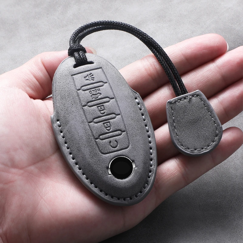 Key Case Cover Key Case Car Key Shell 5 Buttons Leather for Nissan X Trail T32 Rogue Patrol Murano Htrail Maxima Altima Sentra Qashqai