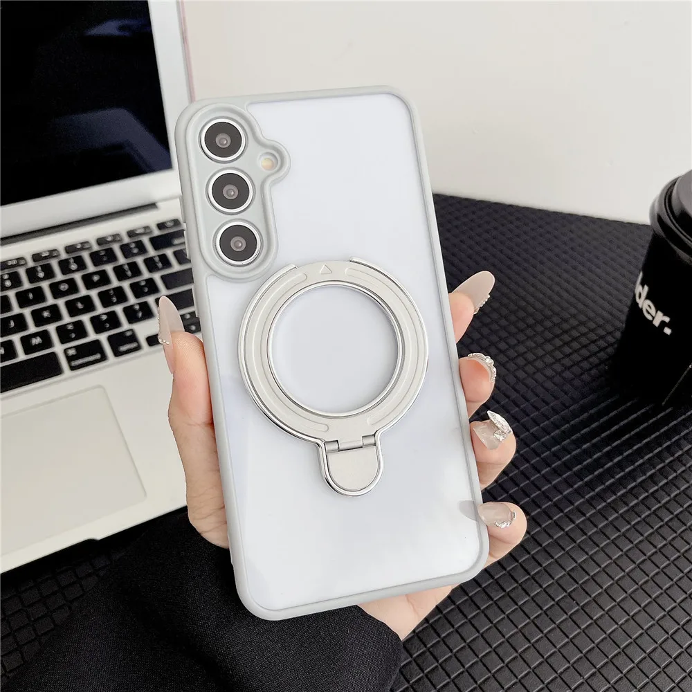 Luxury Magnetic Bracket Clear Acrylic Stand Phone Case