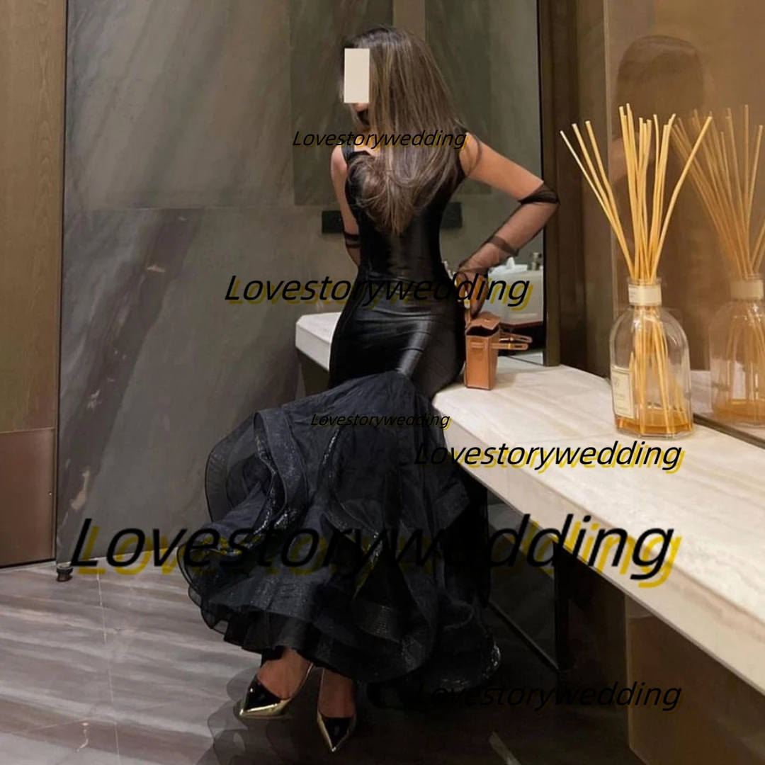 

Lovestory Black Slim Mermaid Prom Dresses Ladies Wear Off Shoulder Special Occasion Vestidos De Noche Zipper Back Evening Dress