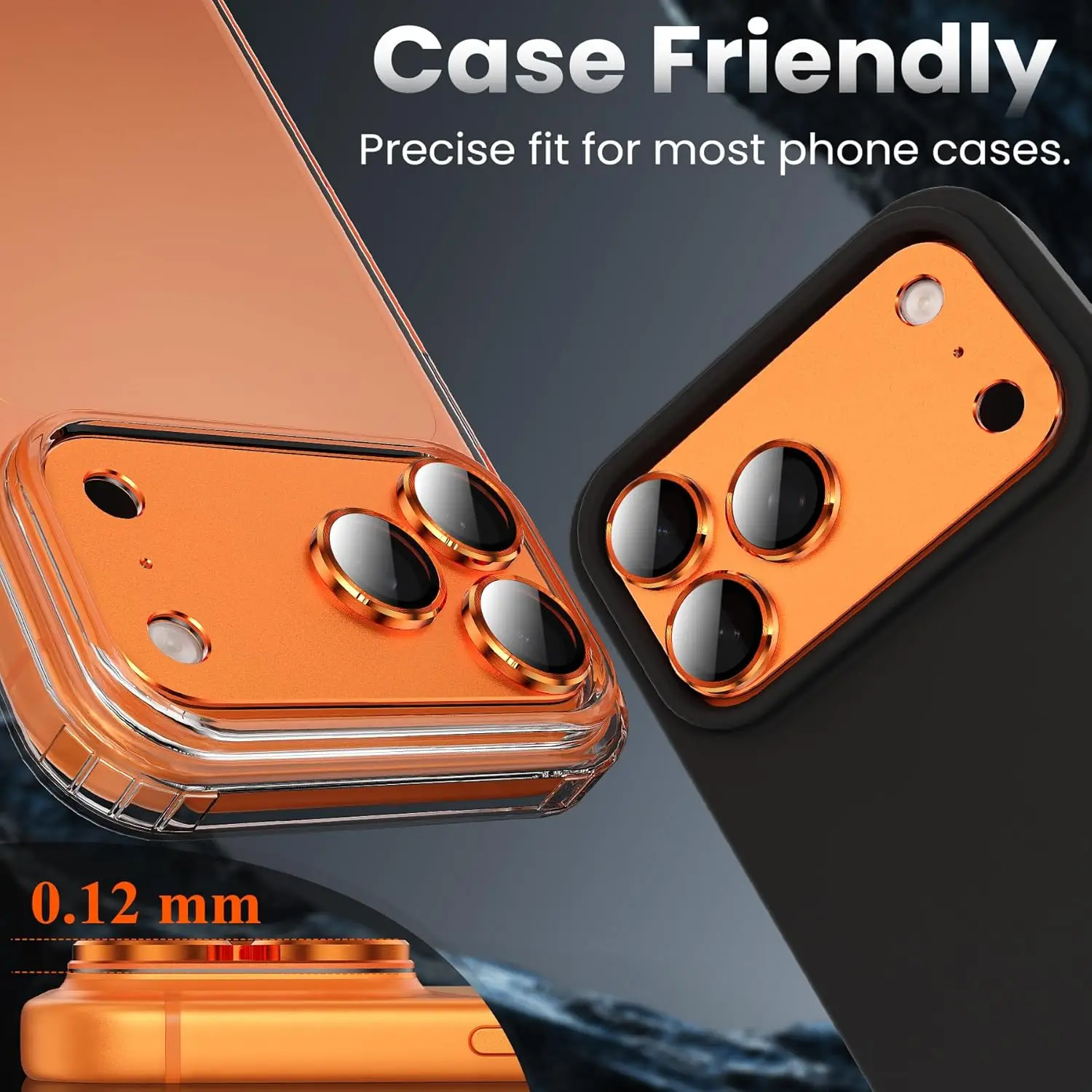 Cosmic Orange Metal Tempered Glass Camera Lens Protector Cover