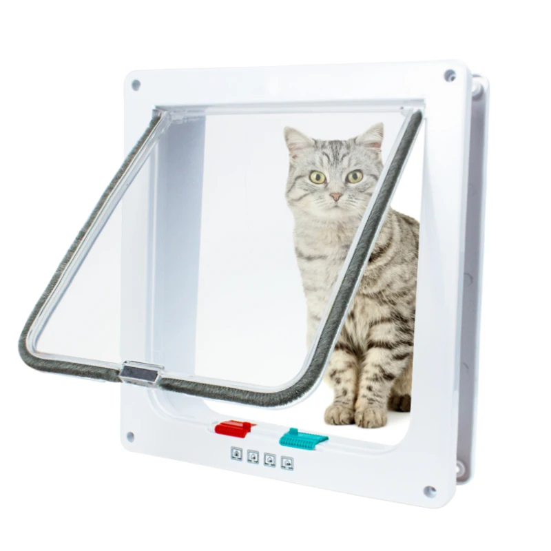 Smart Pet Door 4 Way Locking Security Lock ABS Plastic Dog Cat Flap